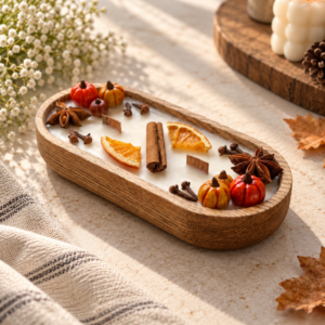 Autumn Harvest Wooden Bowl Soy Candle