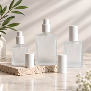 Square Frosted Glass White Spray Perfume Bottle