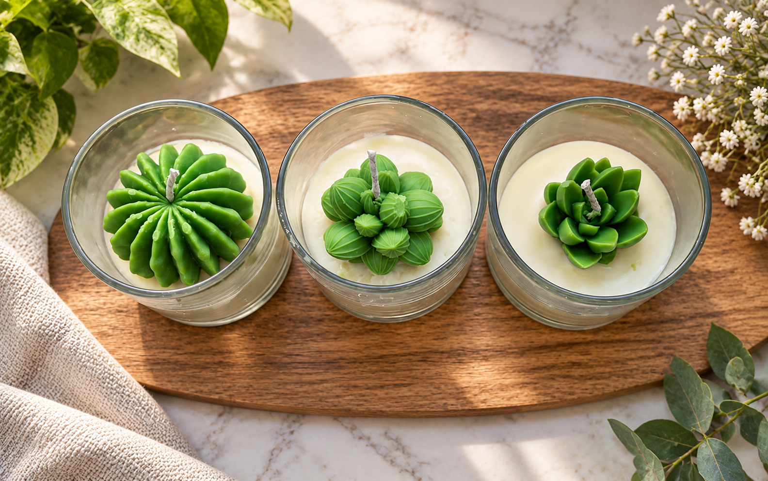 Succulent Garden Decorative Candle