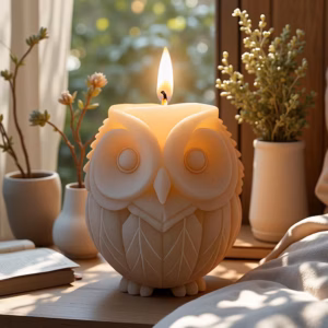 Whimsical Owl Figurine Decorative Candle